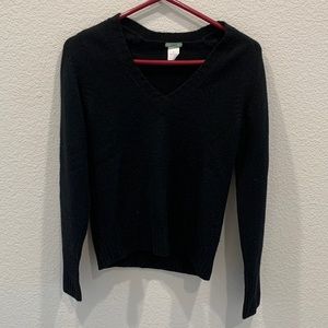 J.Crew Cashmere V Neck Long Sleeve Sweater Black Small
